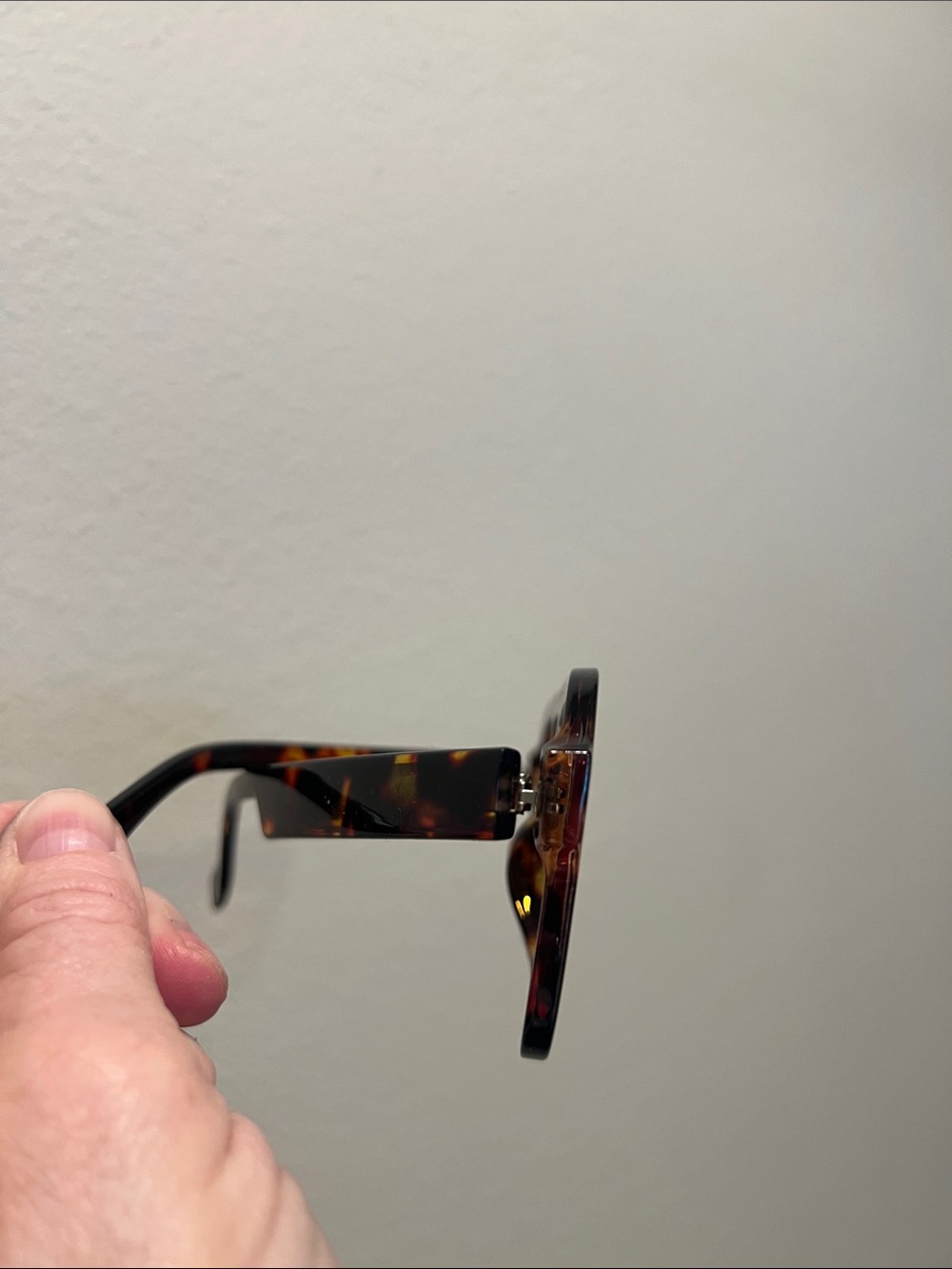 Tortoise Shell Sunglasses With Orange Lenses New Aviator Chunky Bold Unique - Picture 4 of 9
